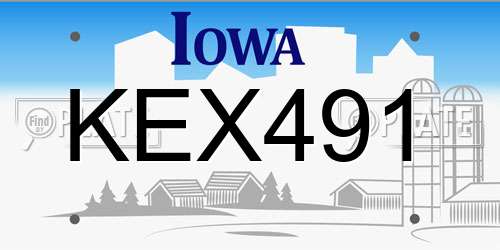 KEX491 Iowa License Plate