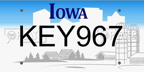 KEY967 Iowa License Plate
