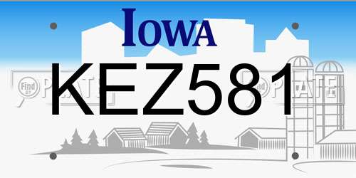 KEZ581 Iowa License Plate