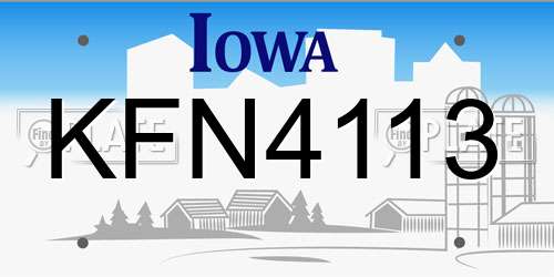 KFN4113 Iowa License Plate