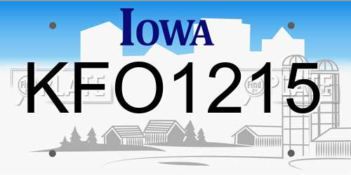 KFO1215 Iowa License Plate