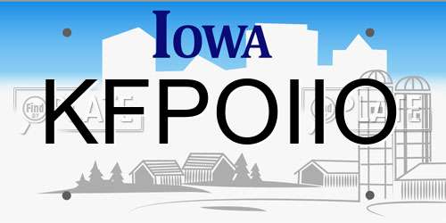 KFPOIIO Iowa License Plate