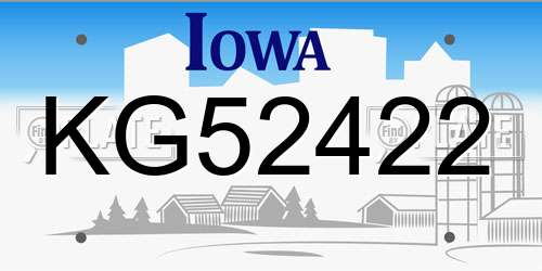 KG52422 Iowa License Plate