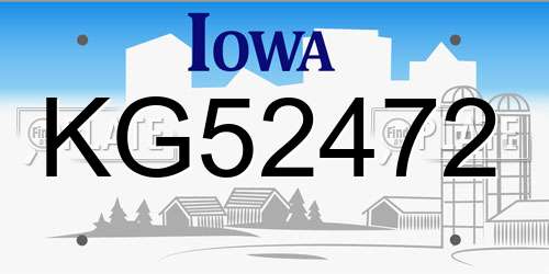 KG52472 Iowa License Plate