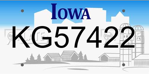 KG57422 Iowa License Plate