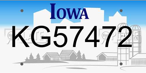 KG57472 Iowa License Plate