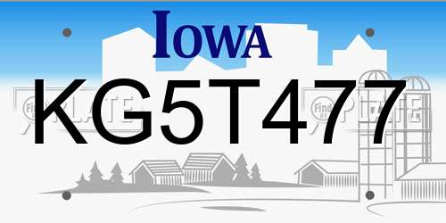 KG5T477 Iowa License Plate