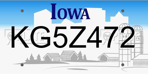 KG5Z472 Iowa License Plate