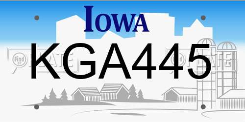 KGA445 Iowa License Plate