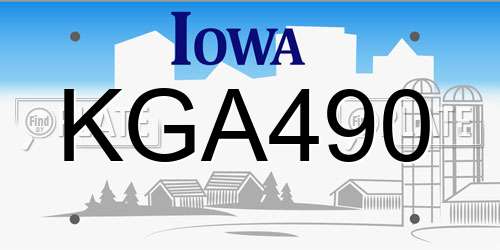 KGA490 Iowa License Plate
