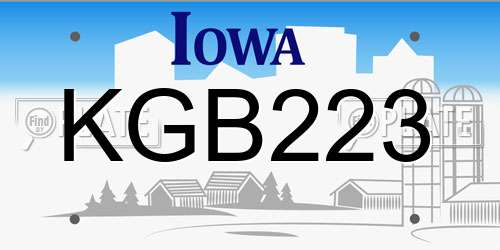 KGB223 Iowa License Plate