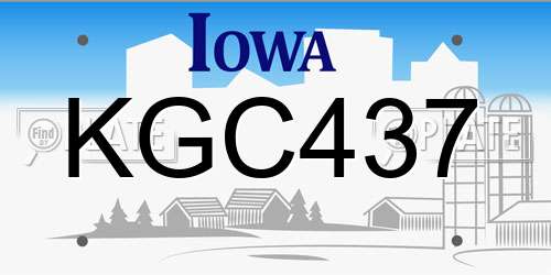 KGC437 Iowa License Plate