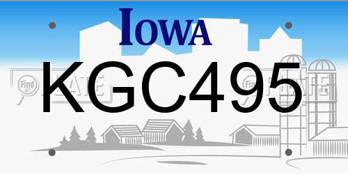 KGC495 Iowa License Plate