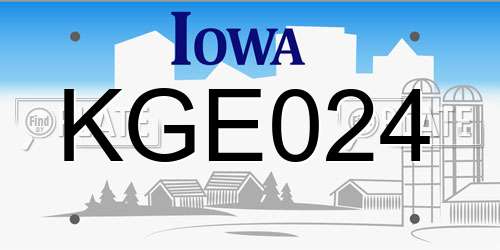 KGE024 Iowa License Plate