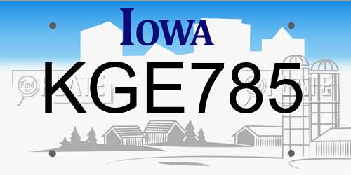 KGE785 Iowa License Plate