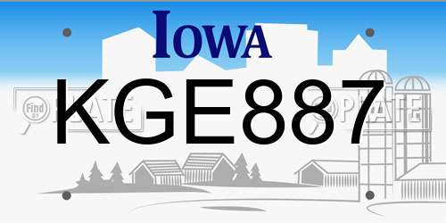 KGE887 Iowa License Plate