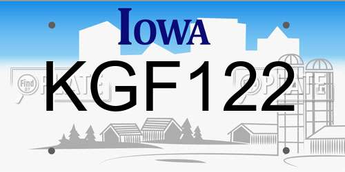 KGF122 Iowa License Plate