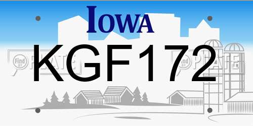 KGF172 Iowa License Plate
