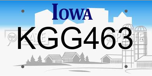 KGG463 Iowa License Plate