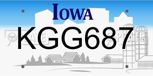 KGG687 Iowa License Plate