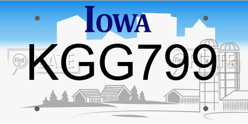 KGG799 Iowa License Plate