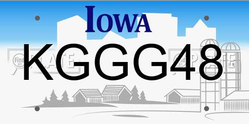 KGGG48 Iowa License Plate