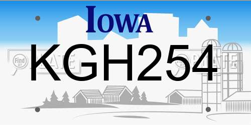 KGH254 Iowa License Plate