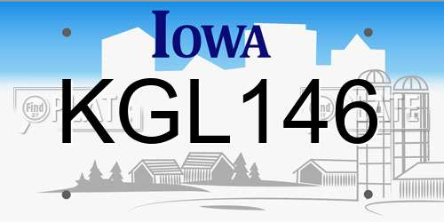KGL146 Iowa License Plate