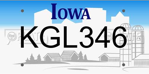 KGL346 Iowa License Plate