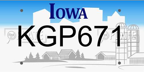 KGP671 Iowa License Plate