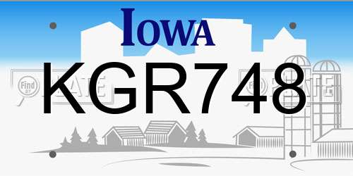 KGR748 Iowa License Plate