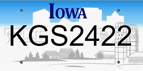 KGS2422 Iowa License Plate