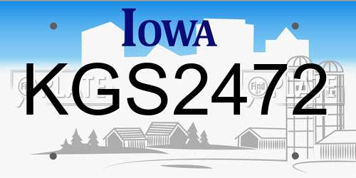 KGS2472 Iowa License Plate