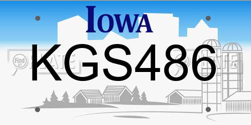 KGS486 Iowa License Plate
