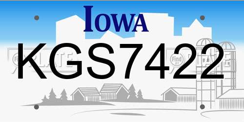 KGS7422 Iowa License Plate
