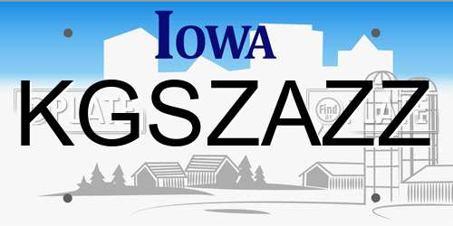 KGSZAZZ Iowa License Plate