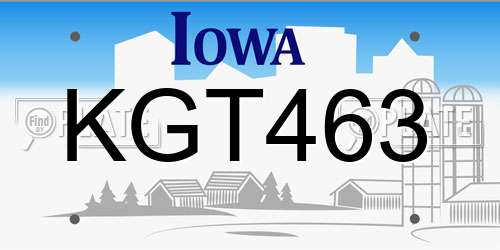KGT463 Iowa License Plate
