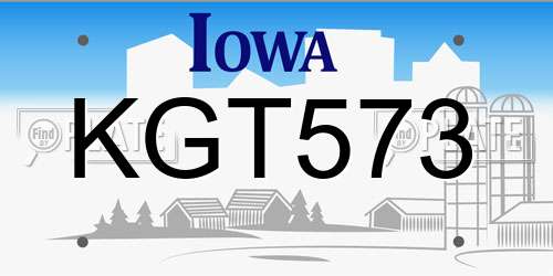 KGT573 Iowa License Plate