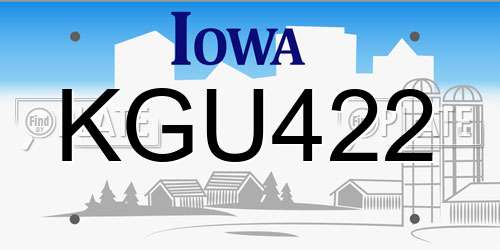 KGU422 Iowa License Plate