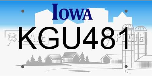 KGU481 Iowa License Plate