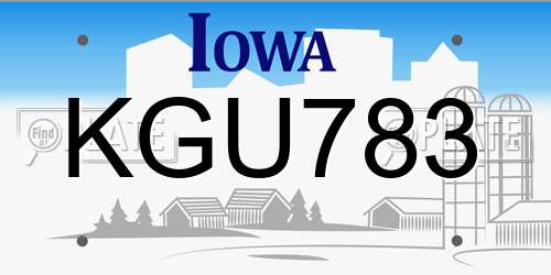 KGU783 Iowa License Plate