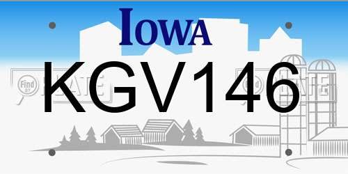KGV146 Iowa License Plate