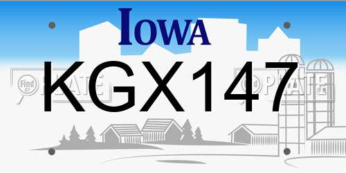 KGX147 Iowa License Plate