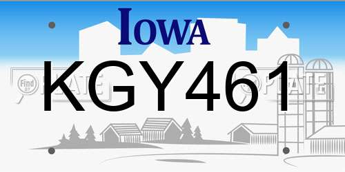KGY461 Iowa License Plate