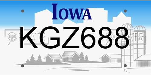 KGZ688 Iowa License Plate