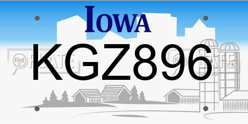 KGZ896 Iowa License Plate