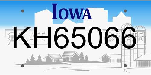 KH65066 Iowa License Plate