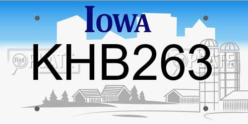 KHB263 Iowa License Plate