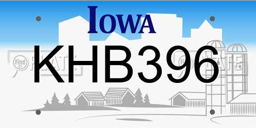 KHB396 Iowa License Plate