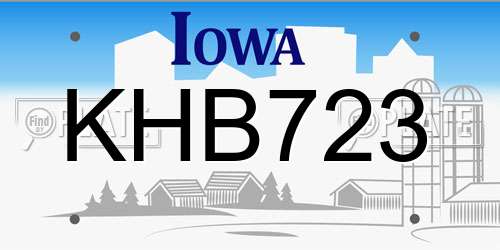 KHB723 Iowa License Plate